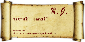 Mitró Jenő névjegykártya